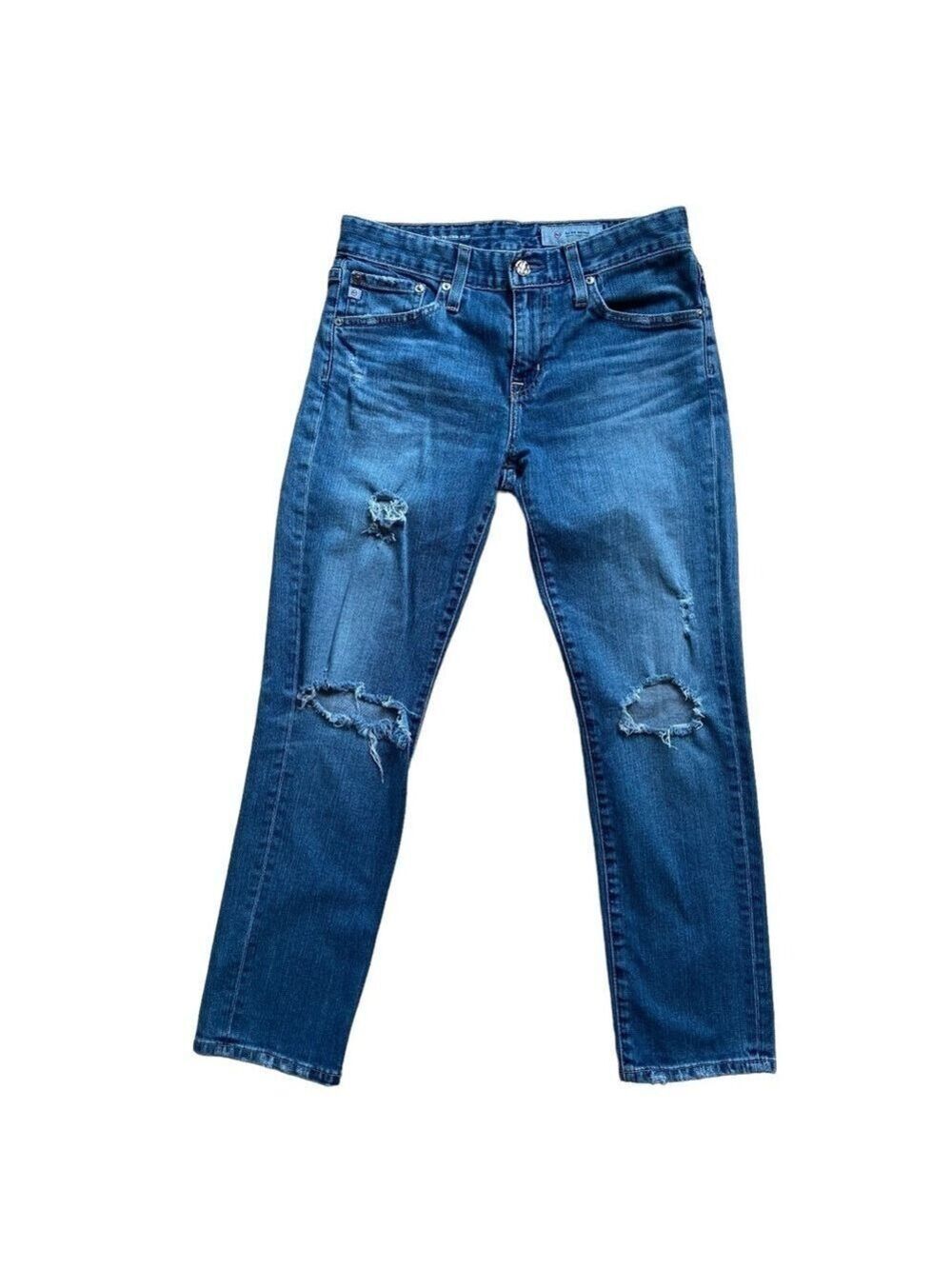 AG Adriano Goldschmied jeans Ex-boyfriend Slouchy slim ripped stretch denim 25